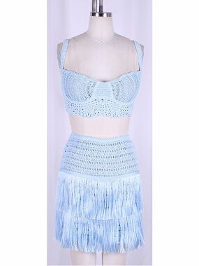 Crochet Fringe Mini Skirt Set